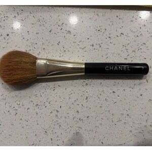 Chanel No 7 Large Tapered Powder Brush Black Gold Logo Vintage Makeup Tool